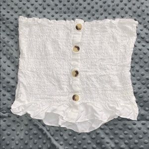 Style Envy White Button Cinched Tube Top 🤍